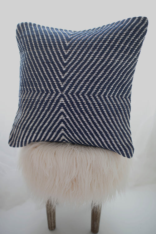 geometric blue silver pillow cover