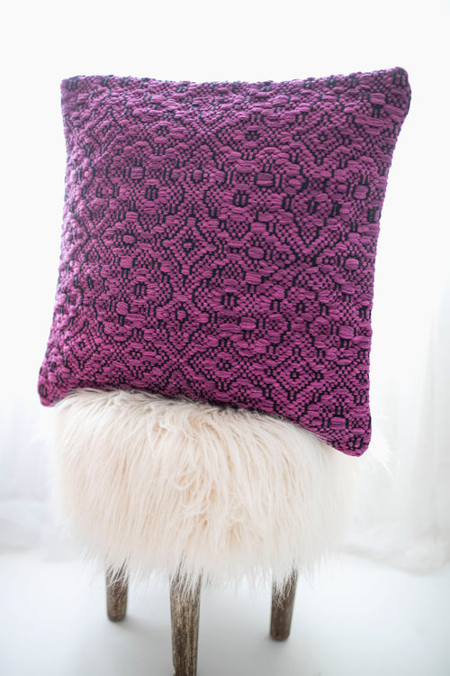 Textured Plum Purple Woven Pillow Cover-PILLOWS-BRAIDED CROWN