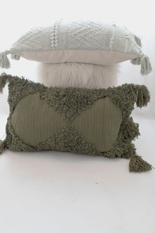 Moss Green Tassel Pillow