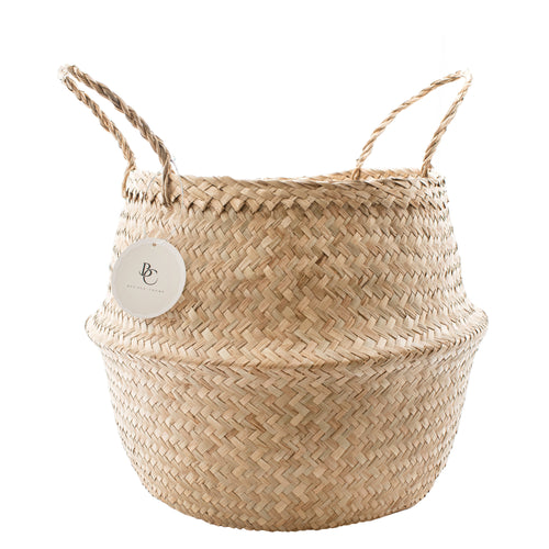 NATURAL BELLY BASKET FOR PLANTERS-BELLY BASKETS-BRAIDED CROWN