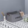 GREY CANVAS STORAGE BASKET-Canvas Basket-BRAIDED CROWN