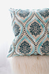 AQUA GREEN COTTON PRINT TUFTED PILLOW COVER-PILLOWS-BRAIDED CROWN