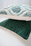 AQUA GREEN COTTON PRINT TUFTED PILLOW COVER-PILLOWS-BRAIDED CROWN