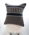 black and jute pillow cover