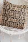 Textured Geometric Lola Jute Black Pillow Cover-PILLOWS-BRAIDED CROWN