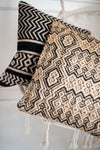 Textured Geometric Lola Jute Black Pillow Cover-PILLOWS-BRAIDED CROWN