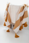 JAMILA MUSTARD STRIPED THROW BLANKET-THROW BLANKETS-BRAIDED CROWN