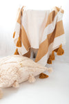 JAMILA MUSTARD STRIPED THROW BLANKET-THROW BLANKETS-BRAIDED CROWN