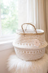 WHITE TAN PATTERN BELLY BASKET-BELLY BASKETS-BRAIDED CROWN