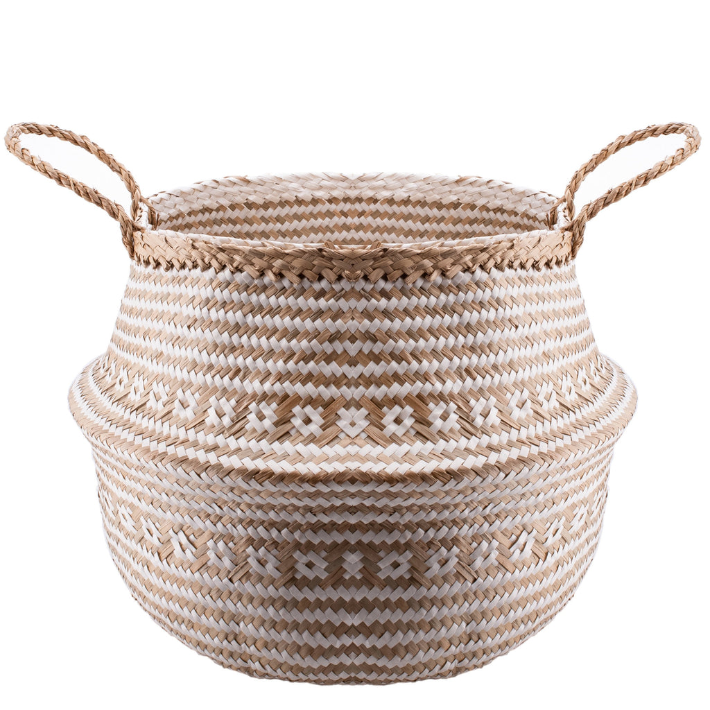 WHITE TAN PATTERN BELLY BASKET