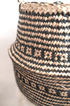 NATURAL AND BLACK PATTERN BELLY BASKET-BELLY BASKETS-BRAIDED CROWN