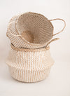 NATURAL ZIG ZAG PATTERN BELLY BASKET FOR PLANTERS-BELLY BASKETS-BRAIDED CROWN