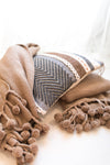 CAPRICE WOVEN THROW BLANKET WITH POM POM-THROW BLANKETS-BRAIDED CROWN