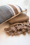 CAPRICE WOVEN THROW BLANKET WITH POM POM-THROW BLANKETS-BRAIDED CROWN